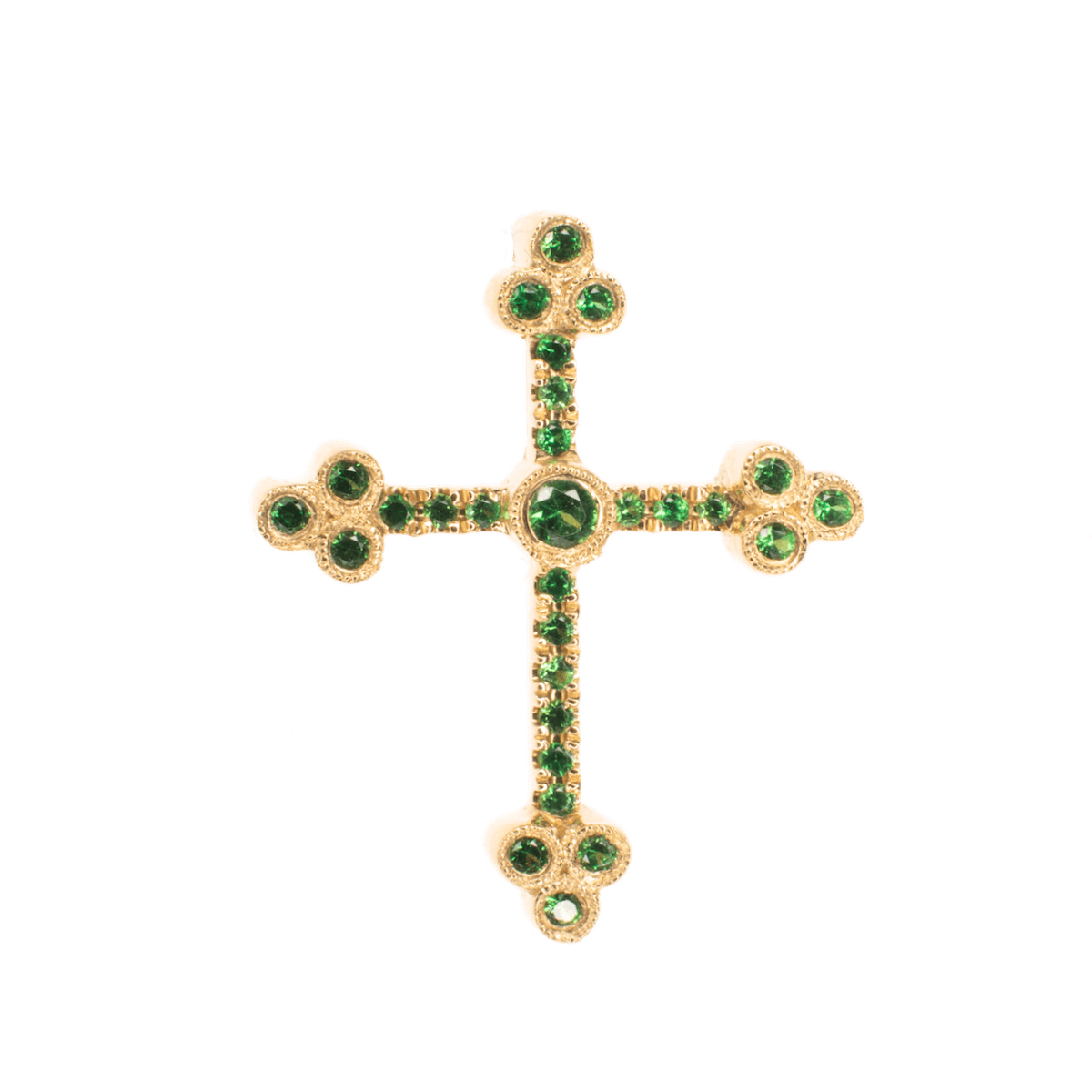 yellow_gold_cross_with_tsavorite Trinity Cross